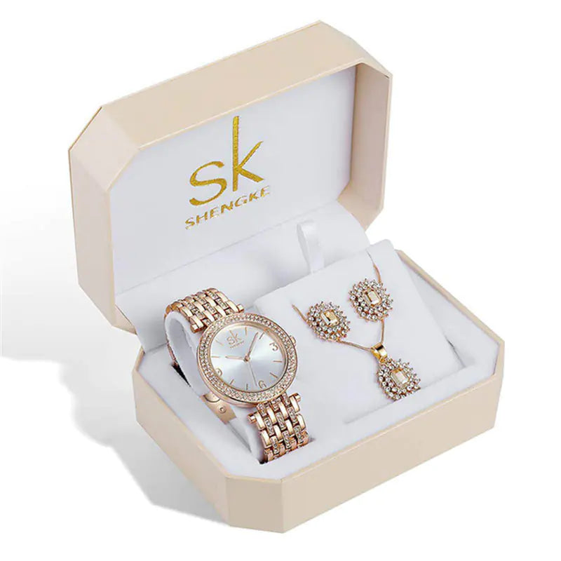 Shengke Womens Watch Set With Earrings And Necklace