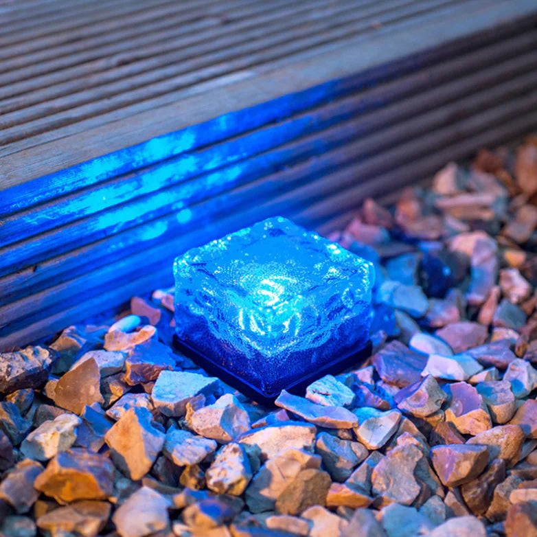 Glass Ice Brick Light, Solar Lawn Ground Lights by Theresa's Gift Shop
