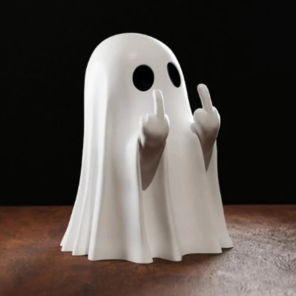 Funny Middle Finger Ghost Ornament Halloween Decor Statue