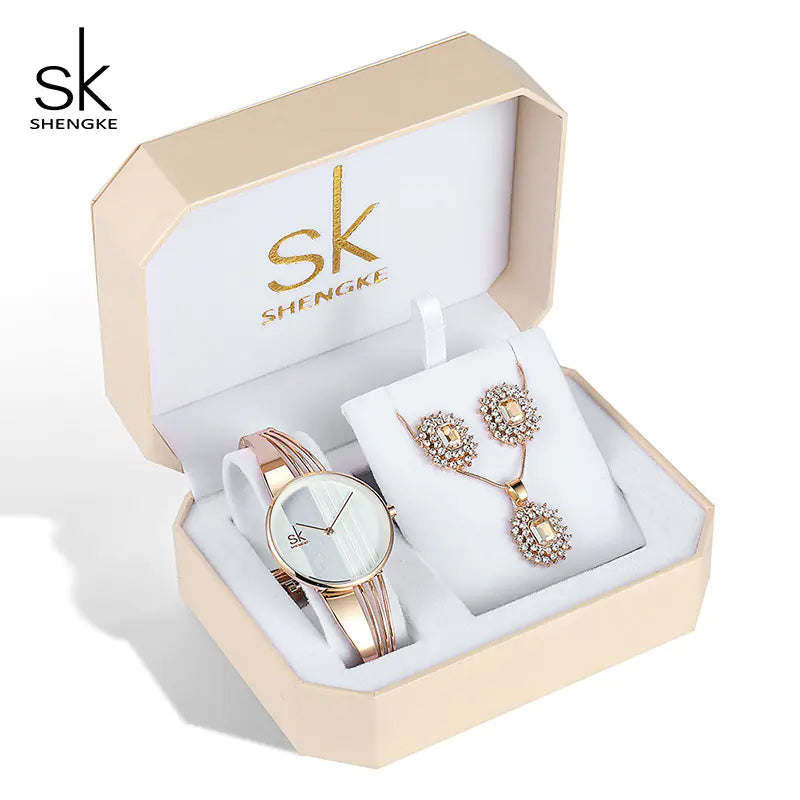 Shengke Womens Watch Set With Earrings And Necklace