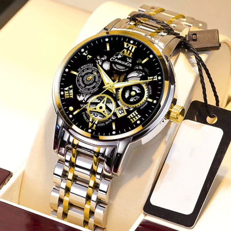 Mens Chronograph Hollow Wrist Watch Waterproof Luminous