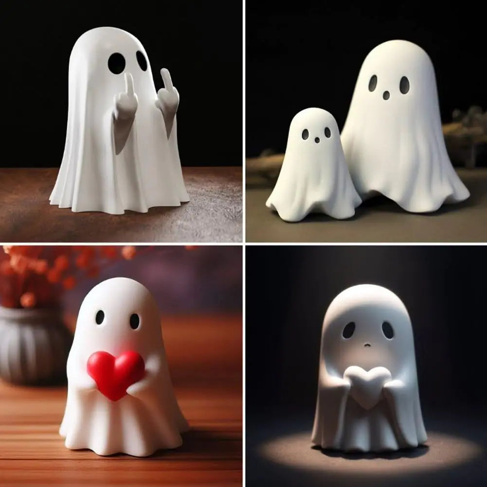 Funny Middle Finger Ghost Ornament Halloween Decor Statue