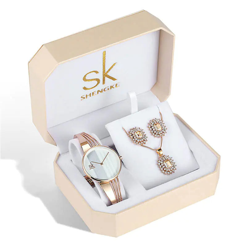 Shengke Womens Watch Set With Earrings And Necklace