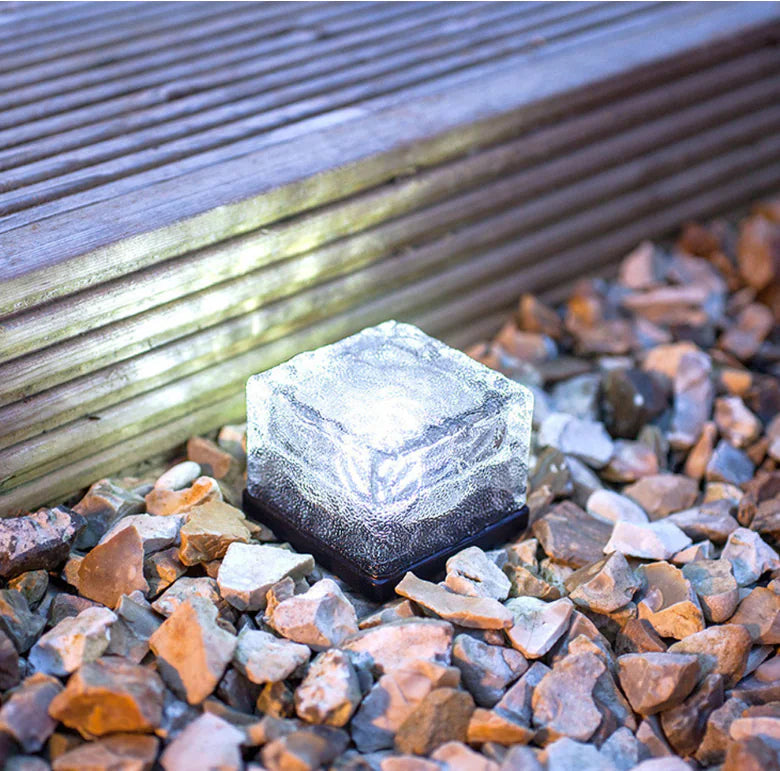 Glass Ice Brick Light, Solar Lawn Ground Lights by Theresa's Gift Shop