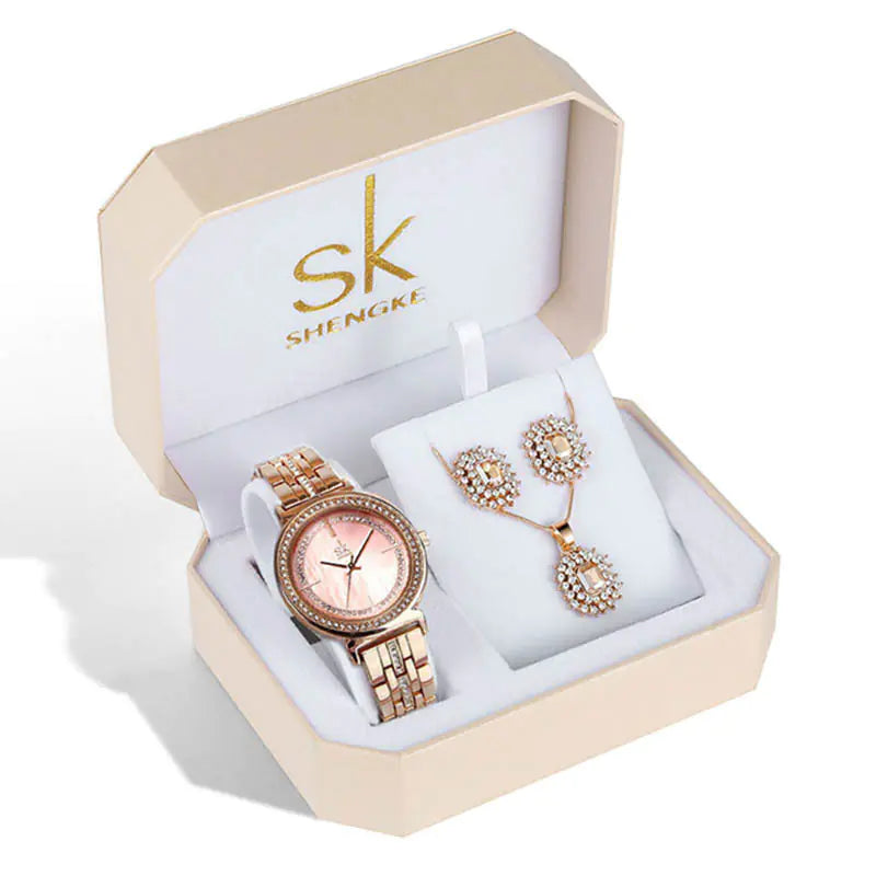 Shengke Womens Watch Set With Earrings And Necklace
