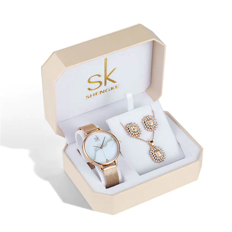 Shengke Womens Watch Set With Earrings And Necklace
