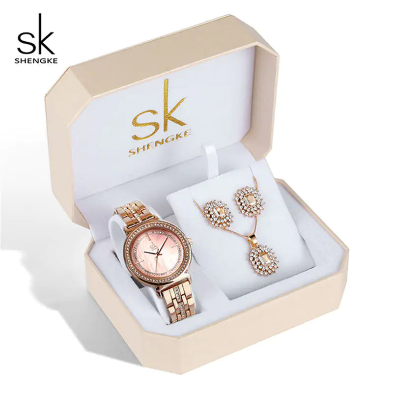 Shengke Womens Watch Set With Earrings And Necklace