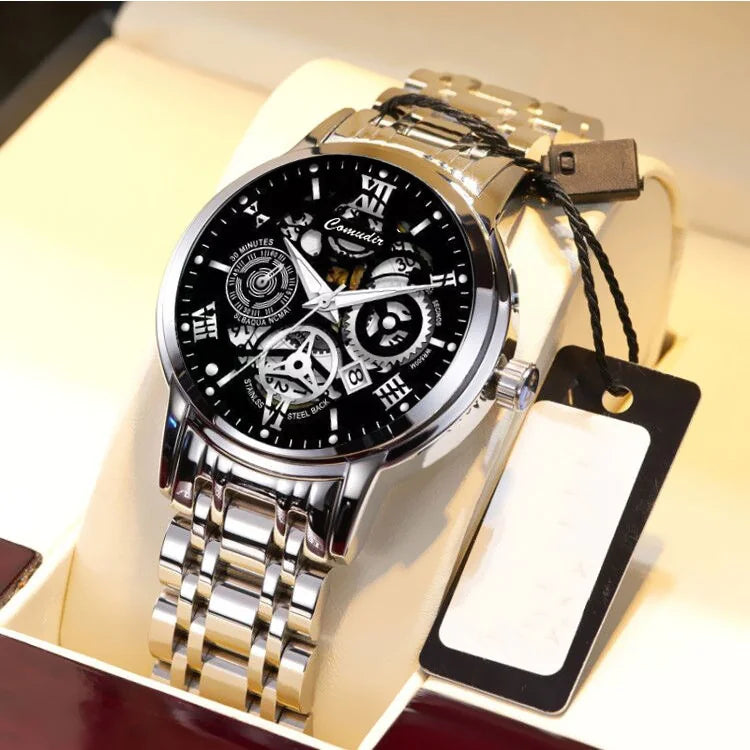 Mens Chronograph Hollow Wrist Watch Waterproof Luminous