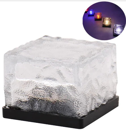Glass Ice Brick Light, Solar Lawn Ground Lights by Theresa's Gift Shop