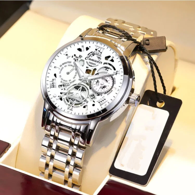 Mens Chronograph Hollow Wrist Watch Waterproof Luminous