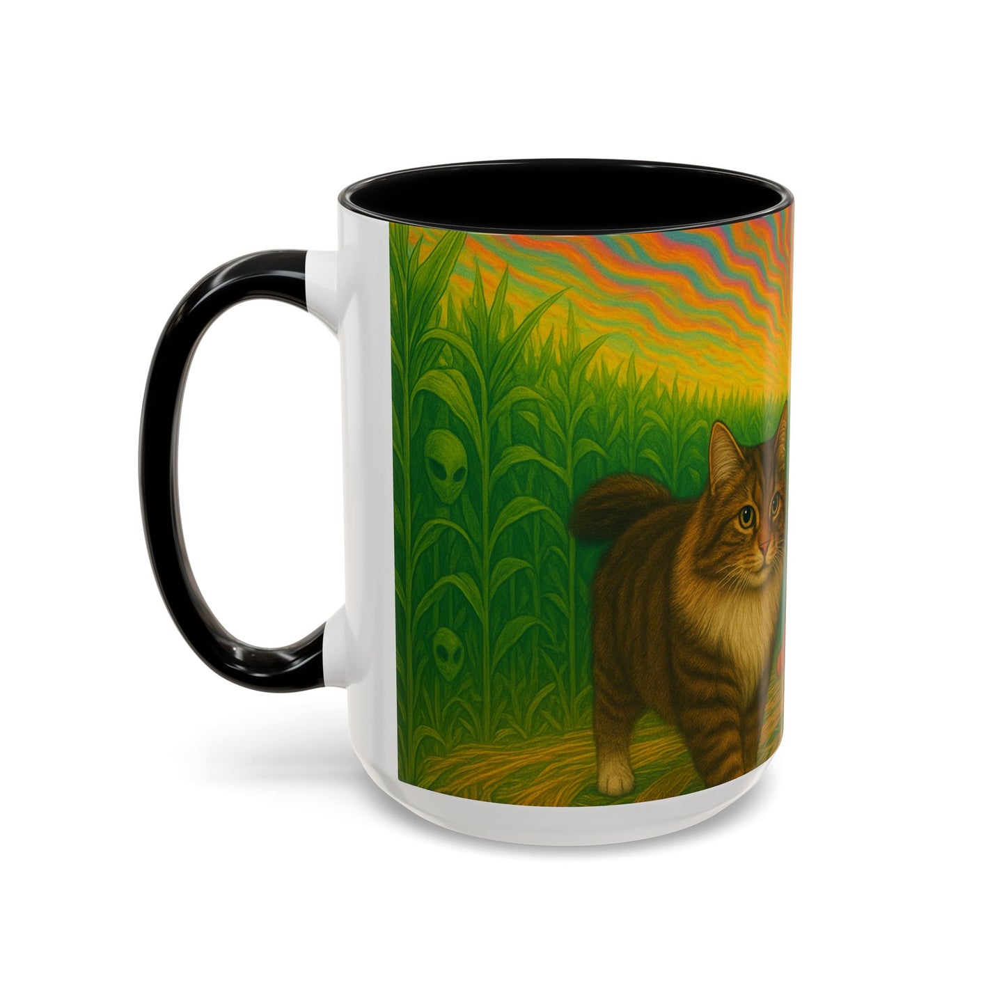 Retro UFO Abduction Cats Accent Coffee Mug | 11oz 15oz