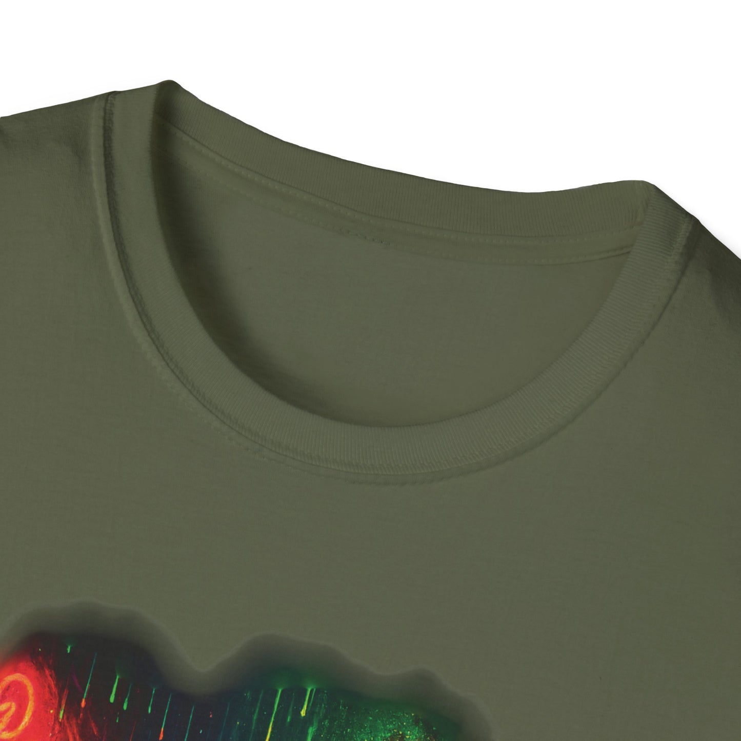 Psychedelic City Street Unisex Softstyle T-Shirt, Cat Lover Tee, Funny Animal Graphic Tee, Cute Kitten Shirt, Unique Gift for Cat Lovers