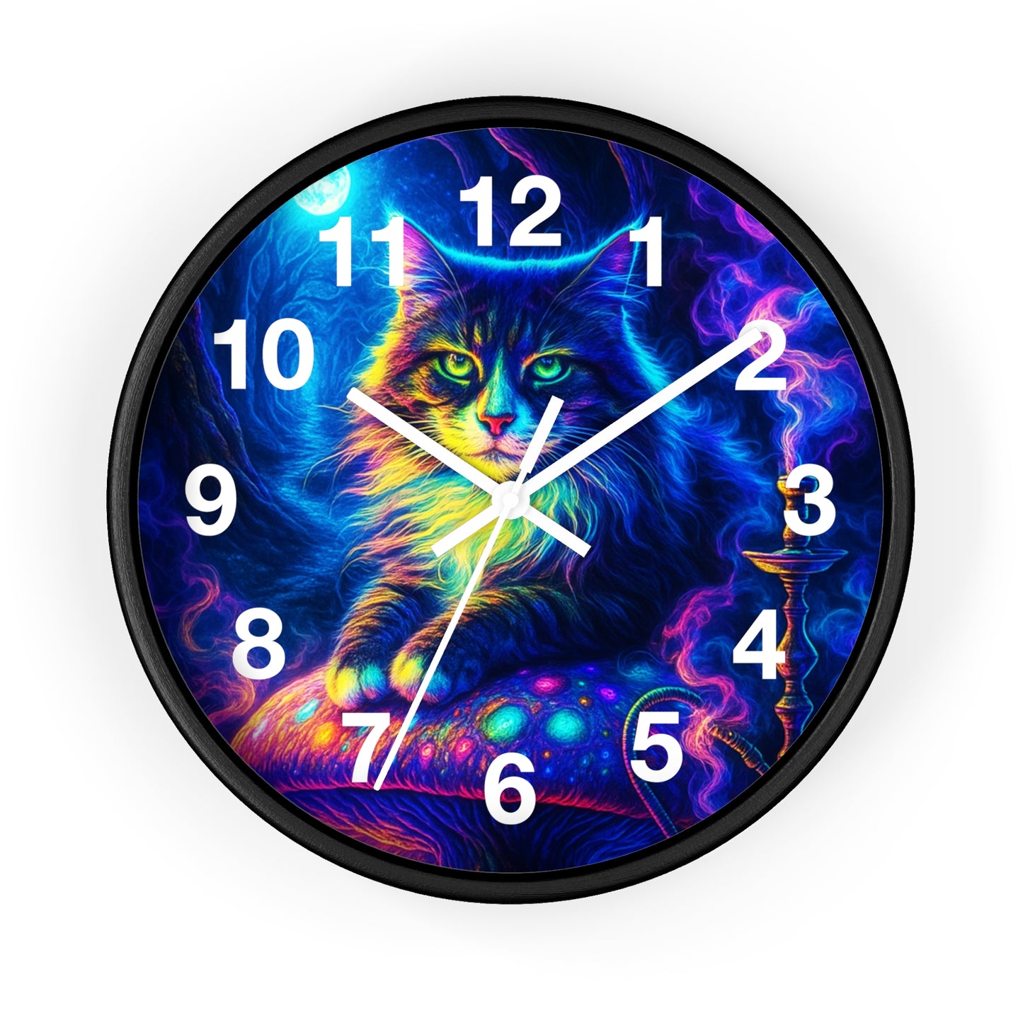 Cat on Mushroom Wall Clock, Whimsical Clock, Mysterious Kitty, Unique Home Decor