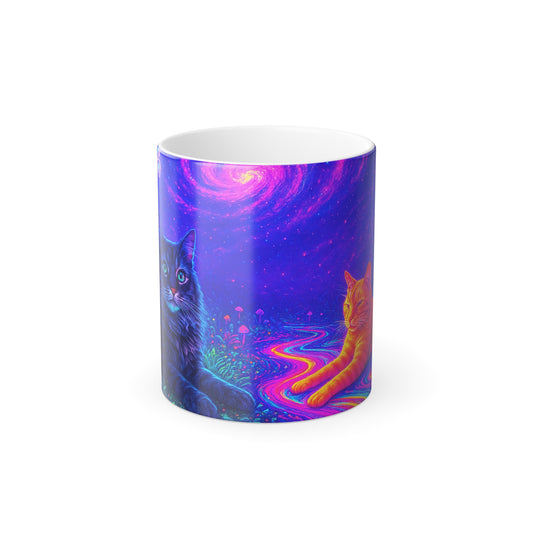 Galactic Cat Color Morphing Mug, Color Changing Coffee Cup, Unique Gift for Cat Lovers, Home Decor, Fun Kitchenware