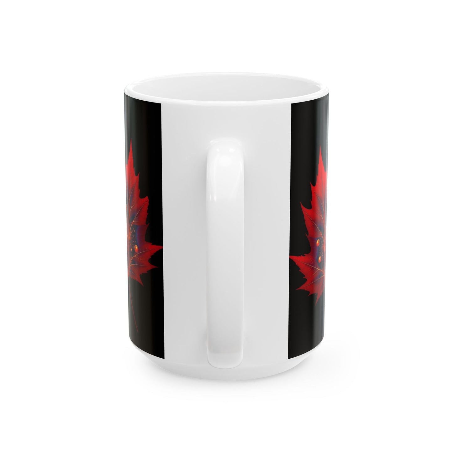 Red Maple Leaf Mandala Mug | Ceramic Coffee Tea Mug