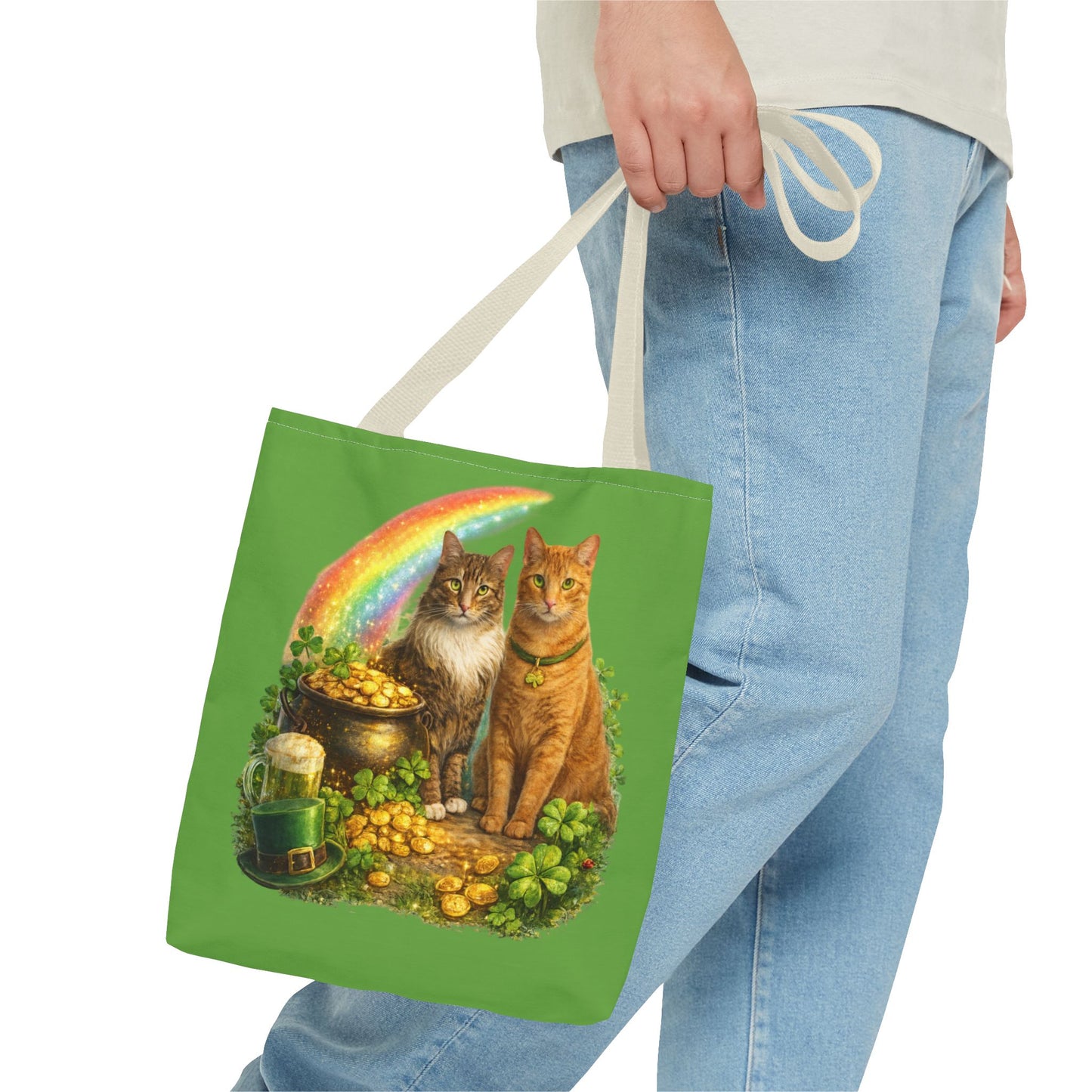 Kiss Me I'm Irish Cats Tote | St. Patrick's Day Rainbow Pot of Gold