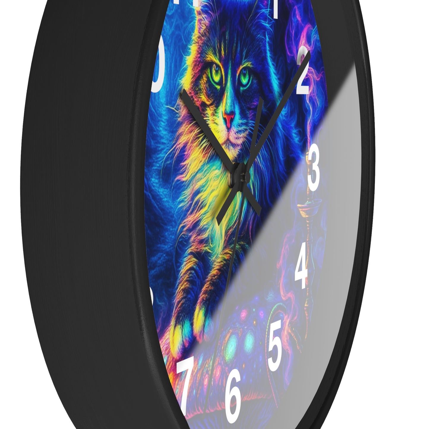 Cat on Mushroom Wall Clock, Whimsical Clock, Mysterious Kitty, Unique Home Decor