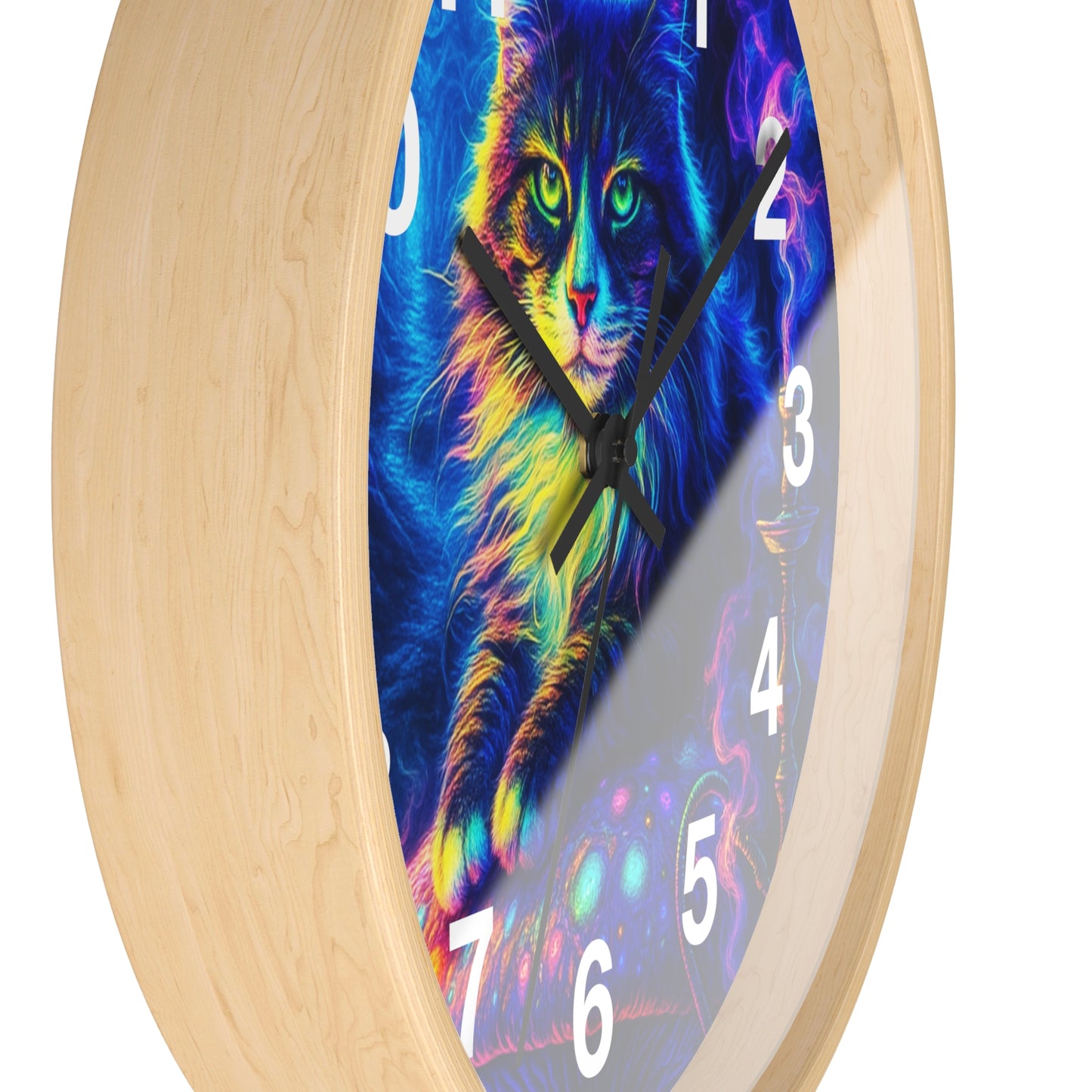 Cat on Mushroom Wall Clock, Whimsical Clock, Mysterious Kitty, Unique Home Decor