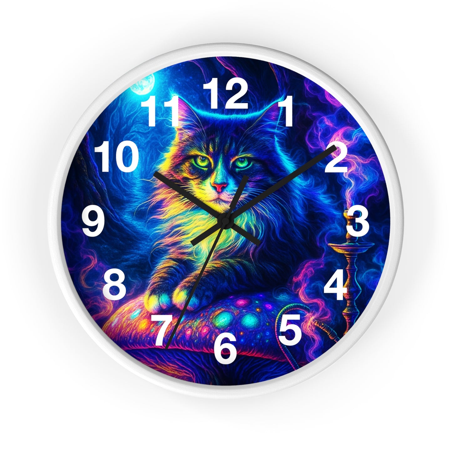 Cat on Mushroom Wall Clock, Whimsical Clock, Mysterious Kitty, Unique Home Decor