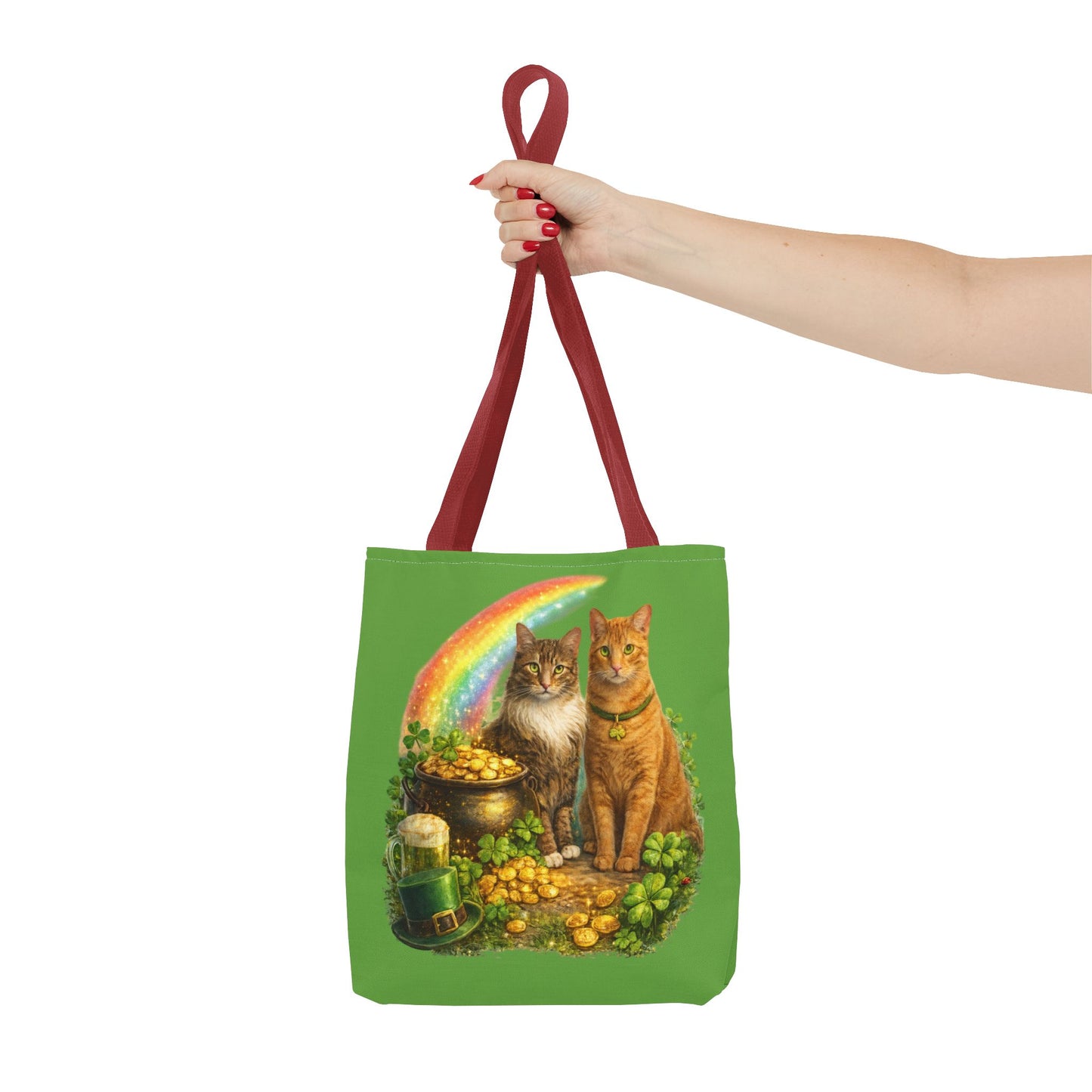 Kiss Me I'm Irish Cats Tote | St. Patrick's Day Rainbow Pot of Gold