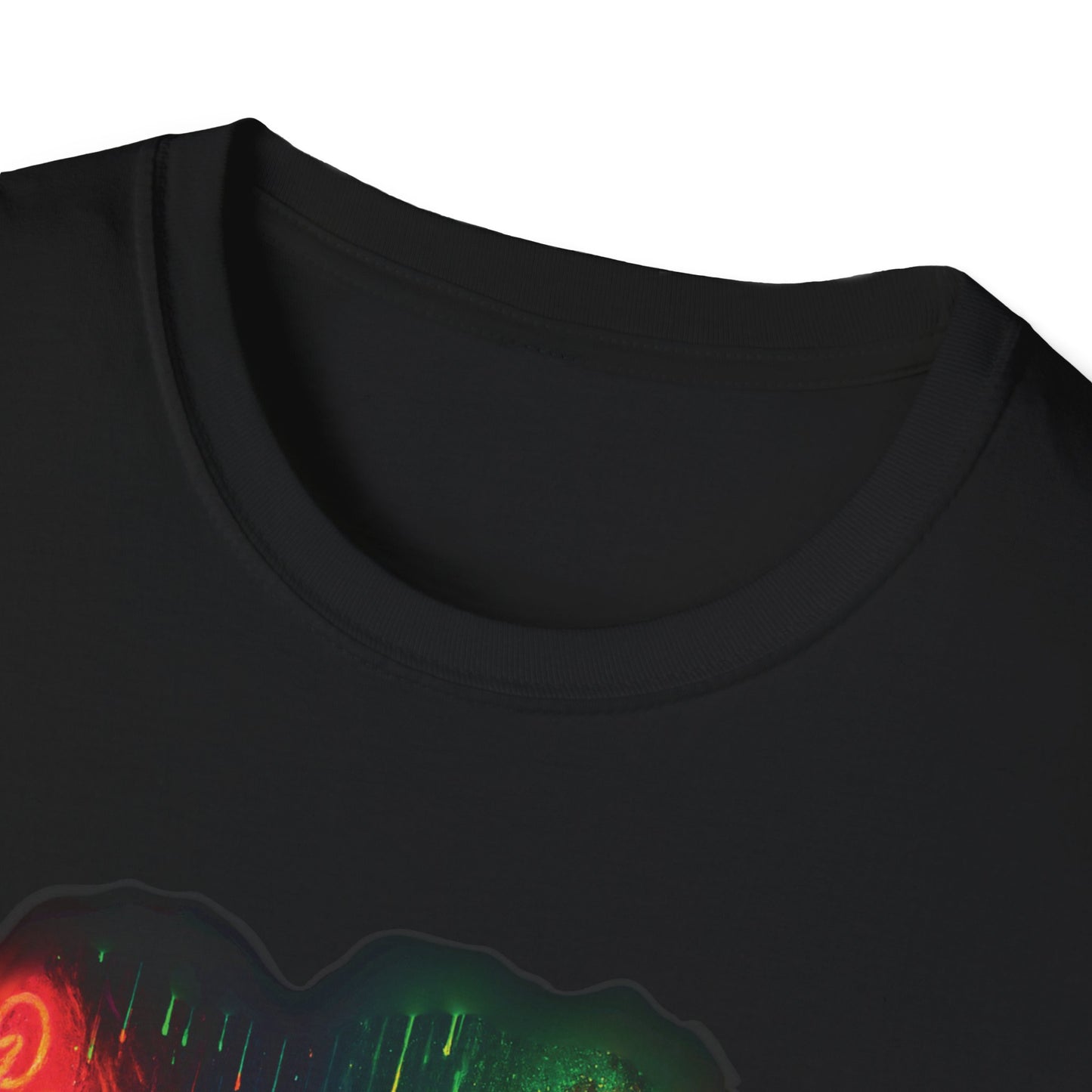 Psychedelic City Street Unisex Softstyle T-Shirt, Cat Lover Tee, Funny Animal Graphic Tee, Cute Kitten Shirt, Unique Gift for Cat Lovers