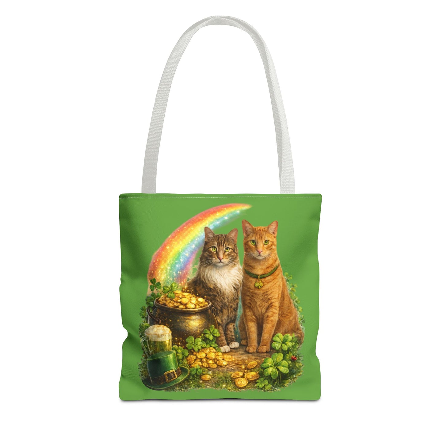 Kiss Me I'm Irish Cats Tote | St. Patrick's Day Rainbow Pot of Gold