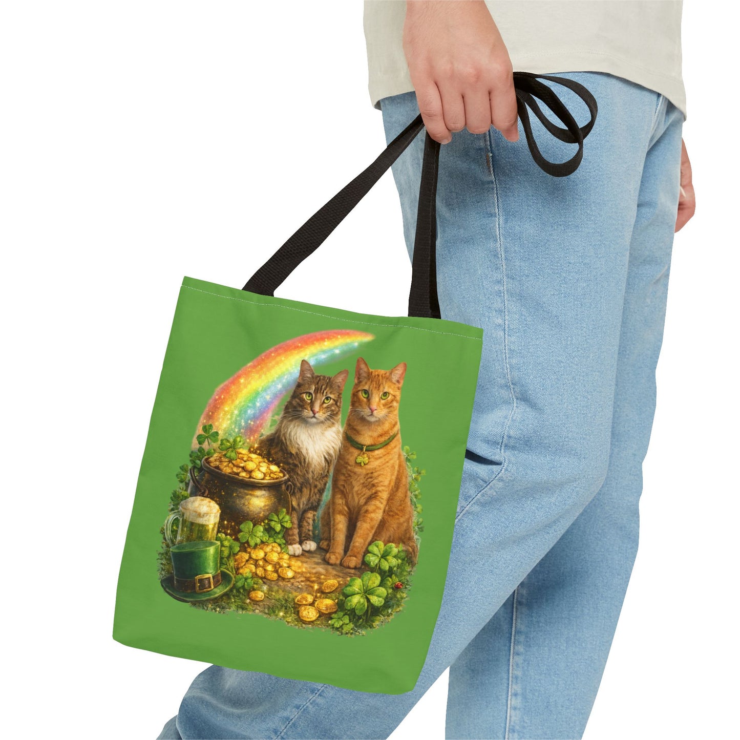 Kiss Me I'm Irish Cats Tote | St. Patrick's Day Rainbow Pot of Gold