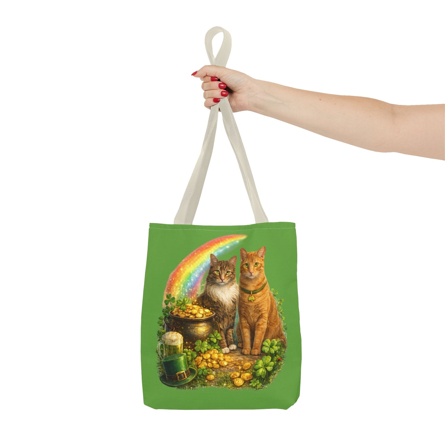 Kiss Me I'm Irish Cats Tote | St. Patrick's Day Rainbow Pot of Gold