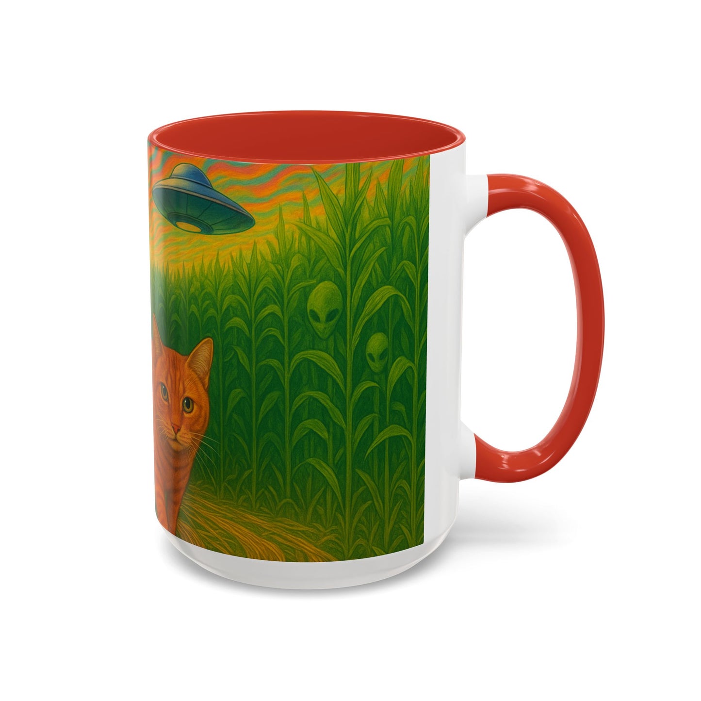 Retro UFO Abduction Cats Accent Coffee Mug | 11oz 15oz