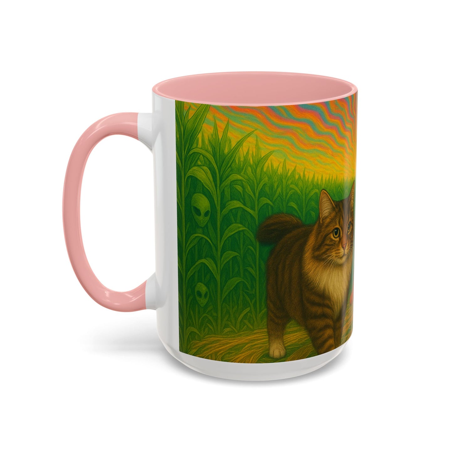 Retro UFO Abduction Cats Accent Coffee Mug | 11oz 15oz