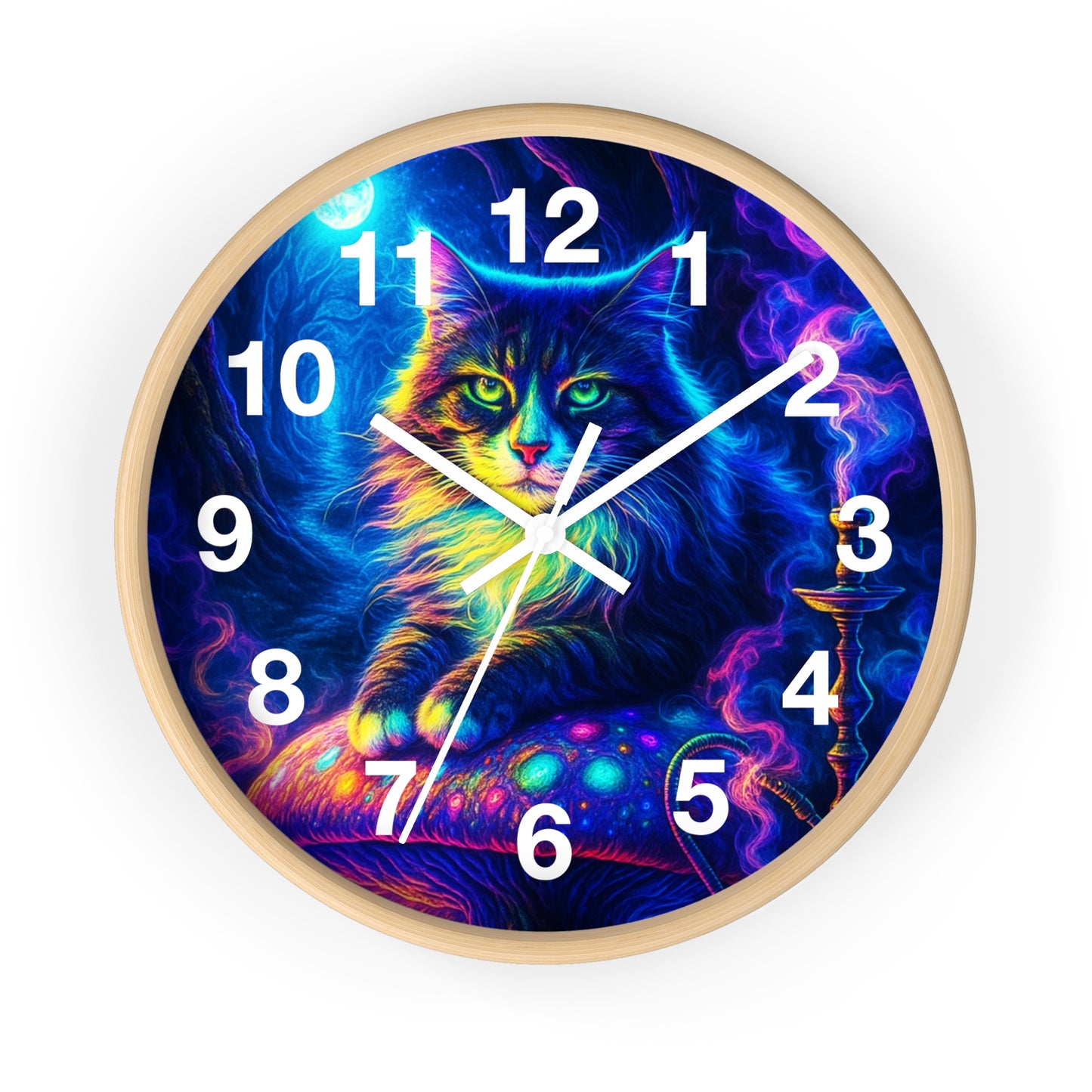 Cat on Mushroom Wall Clock, Whimsical Clock, Mysterious Kitty, Unique Home Decor