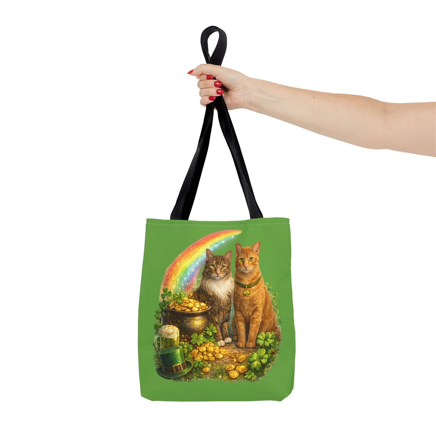 Kiss Me I'm Irish Cats Tote | St. Patrick's Day Rainbow Pot of Gold