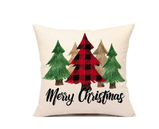 Christmas Santa Linen Pillowcase for Sofa Cushion