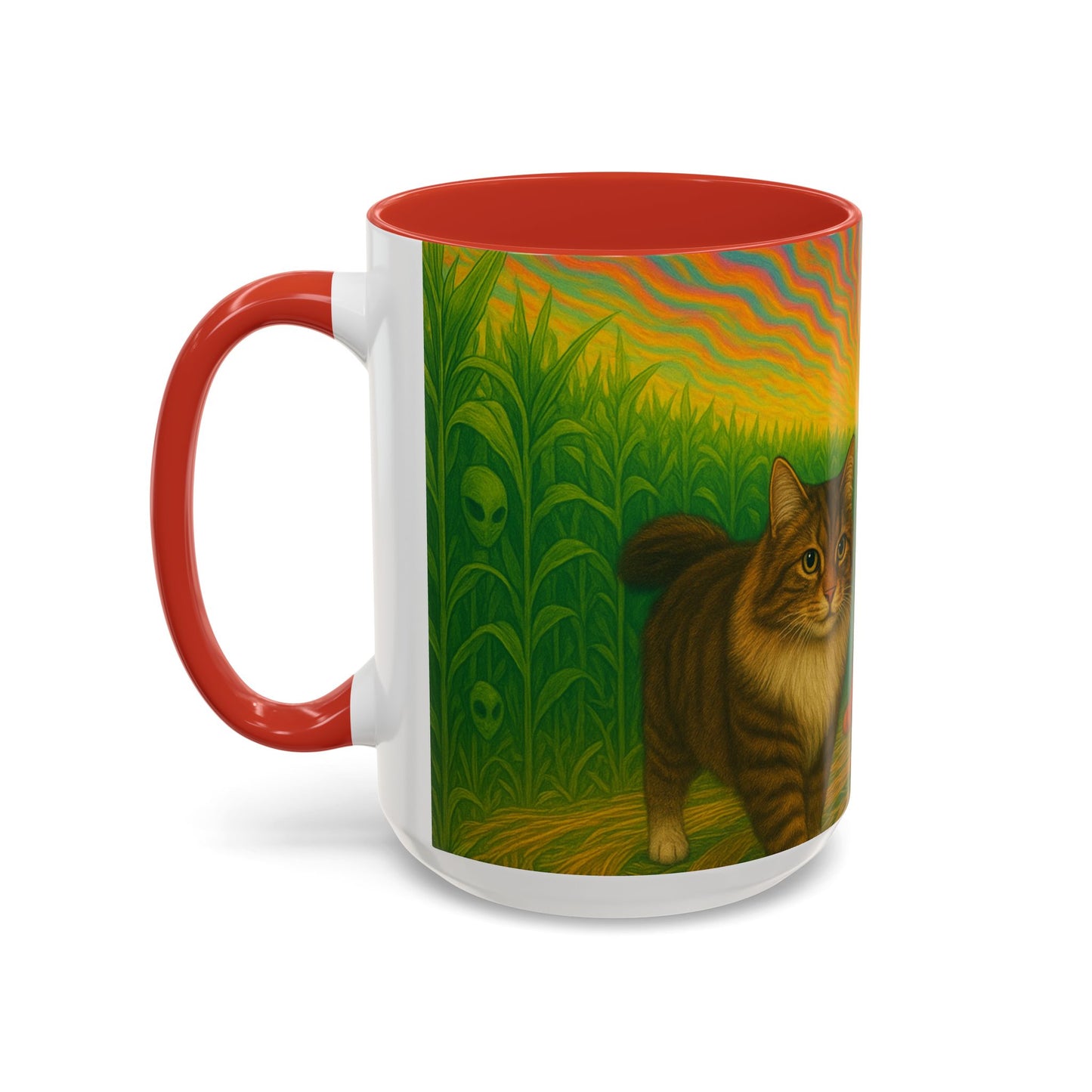 Retro UFO Abduction Cats Accent Coffee Mug | 11oz 15oz