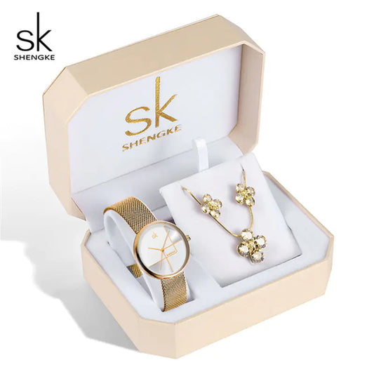 Shengke Womens Watch Set With Earrings And Necklace