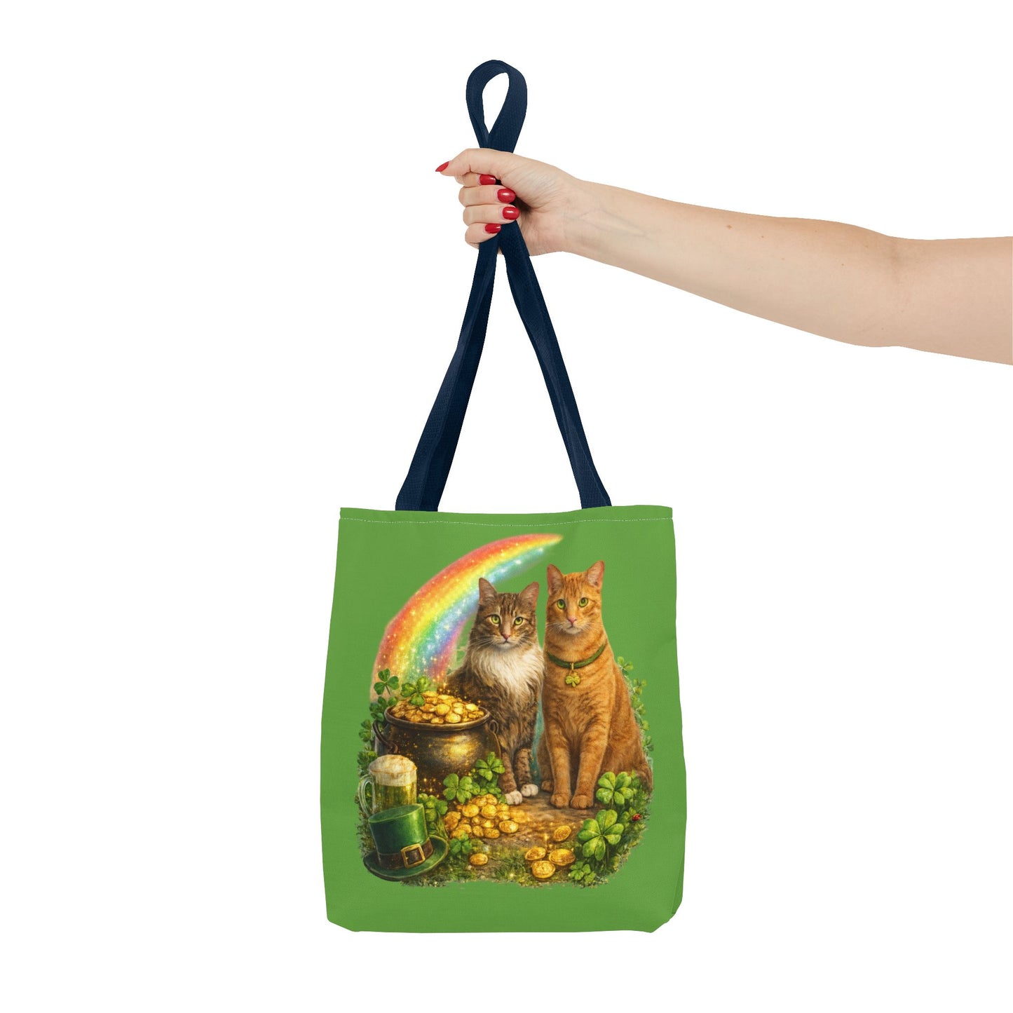 Kiss Me I'm Irish Cats Tote | St. Patrick's Day Rainbow Pot of Gold