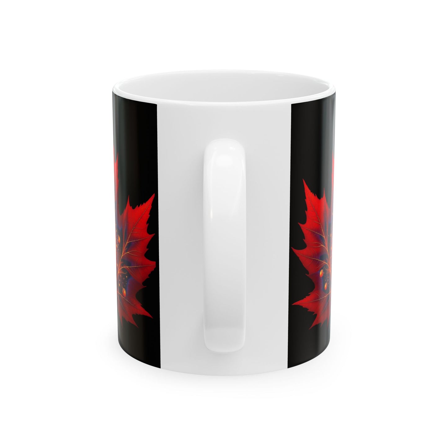 Red Maple Leaf Mandala Mug | Ceramic Coffee Tea Mug
