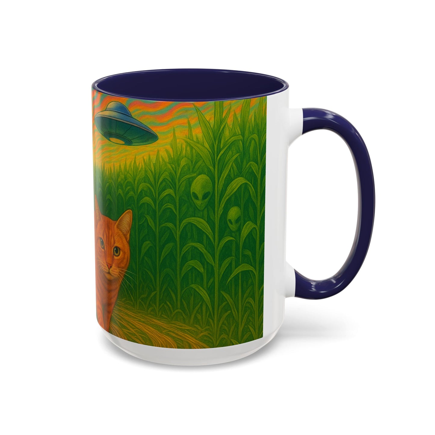 Retro UFO Abduction Cats Accent Coffee Mug | 11oz 15oz