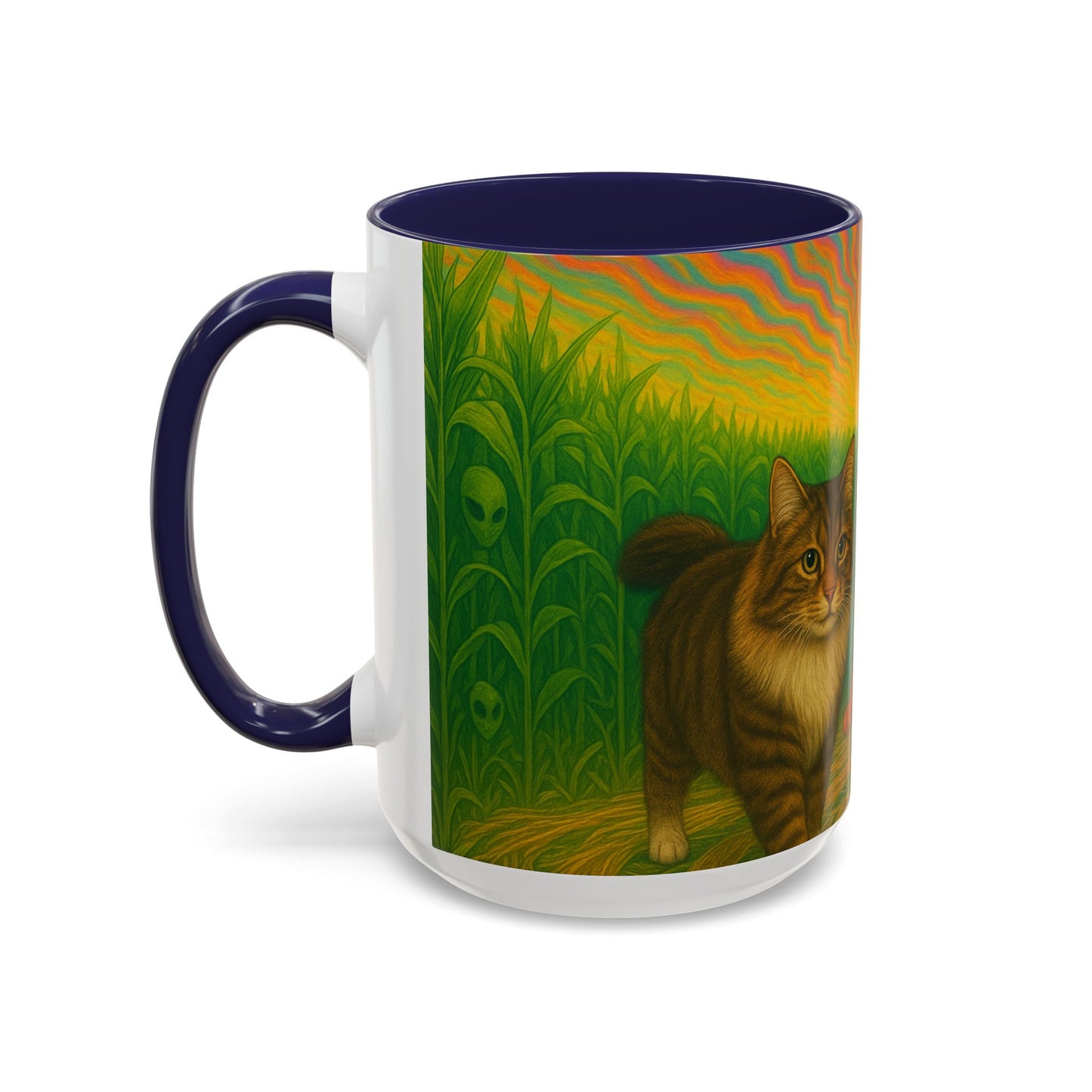 Retro UFO Abduction Cats Accent Coffee Mug | 11oz 15oz