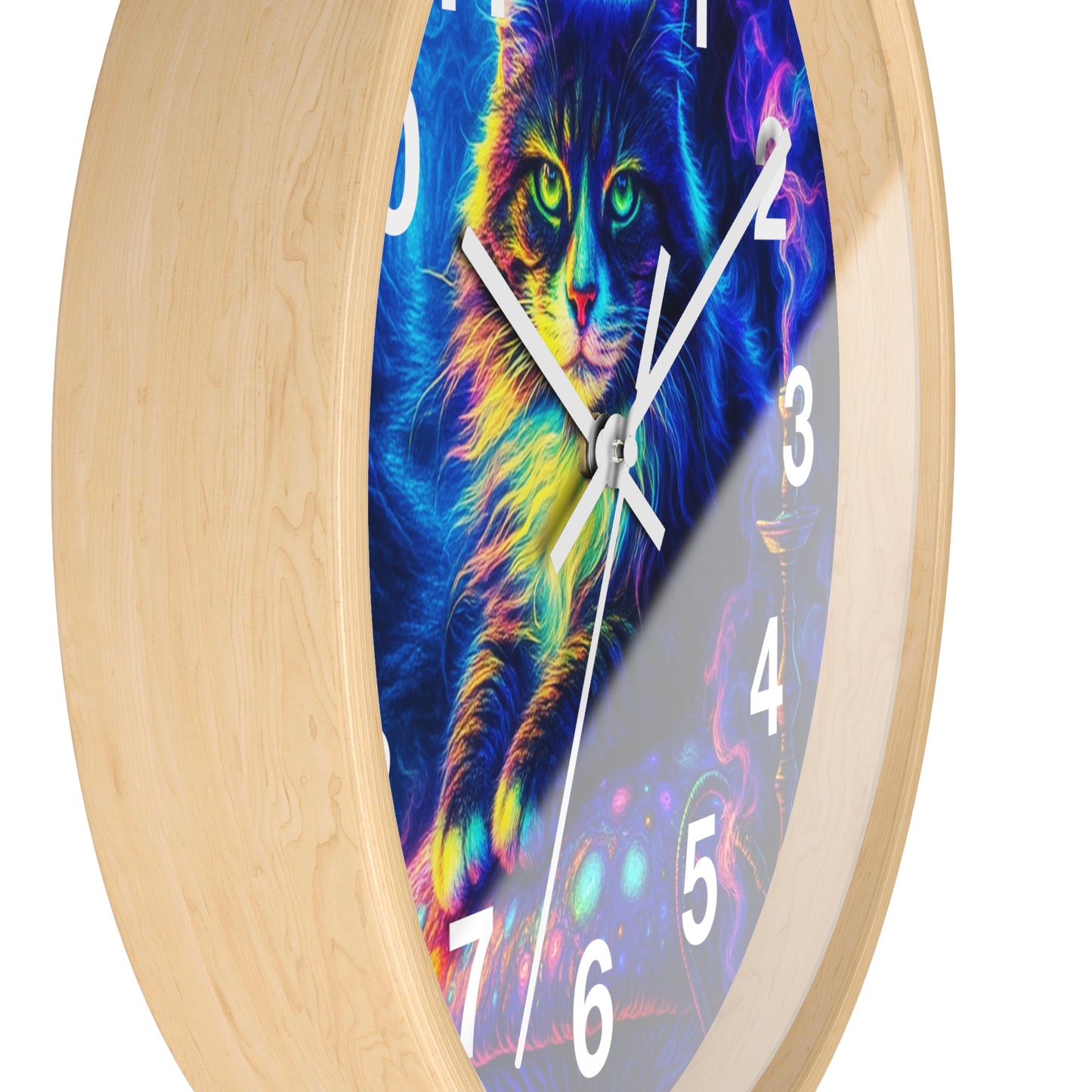 Cat on Mushroom Wall Clock, Whimsical Clock, Mysterious Kitty, Unique Home Decor