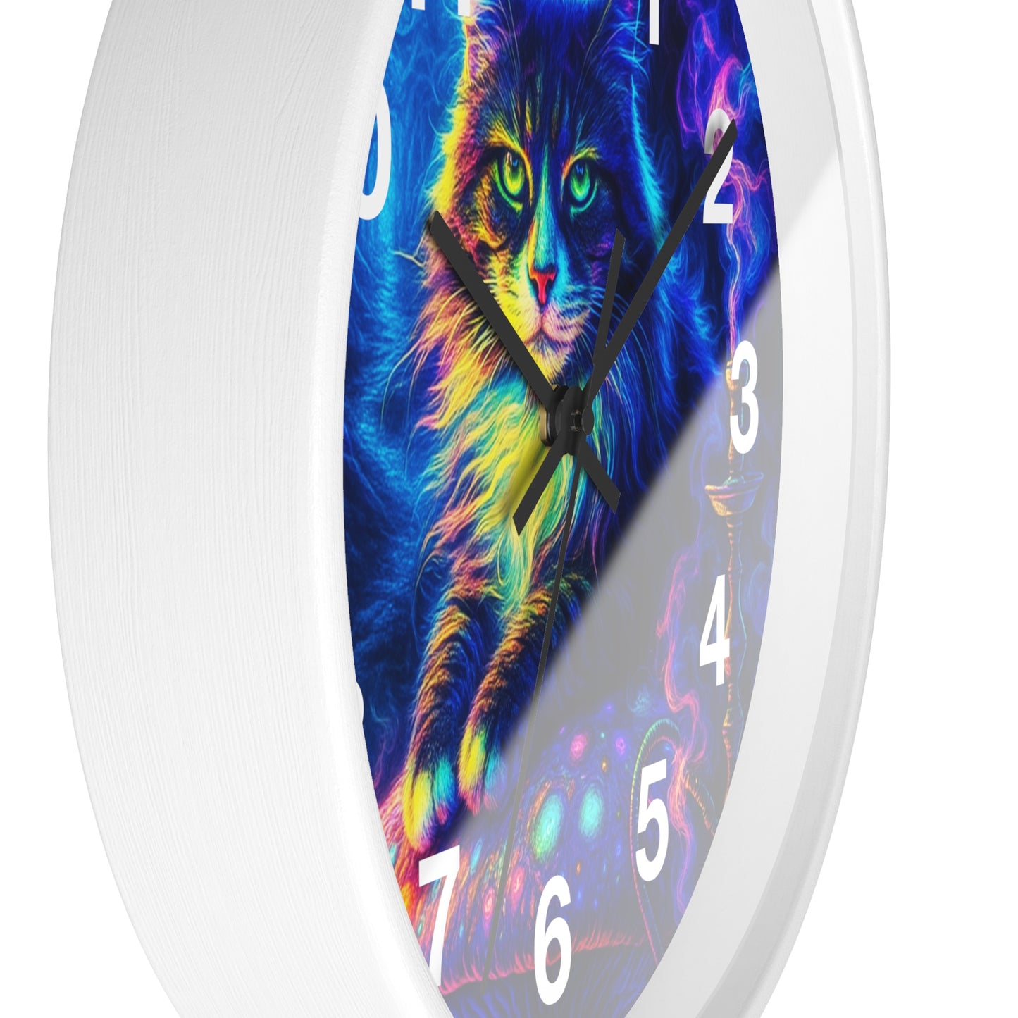 Cat on Mushroom Wall Clock, Whimsical Clock, Mysterious Kitty, Unique Home Decor