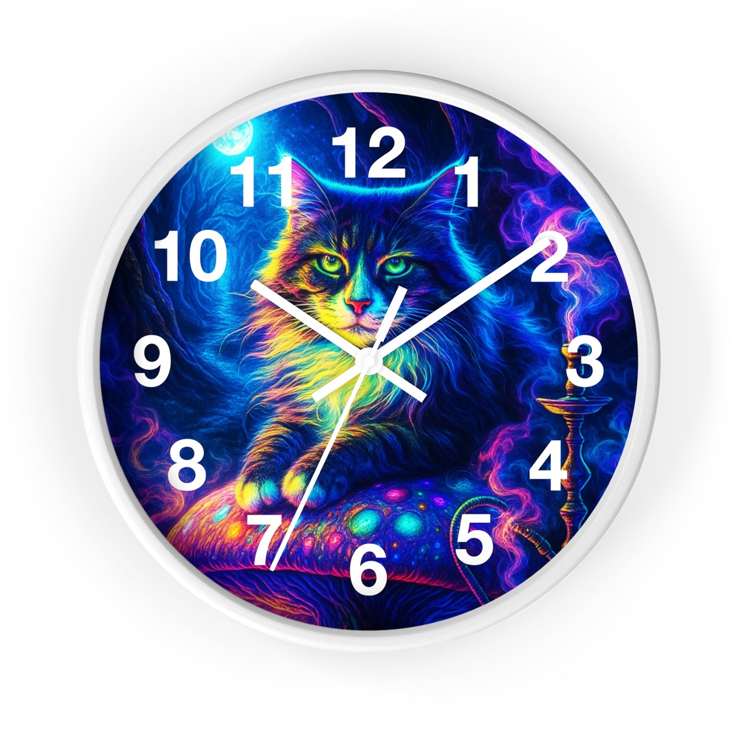 Cat on Mushroom Wall Clock, Whimsical Clock, Mysterious Kitty, Unique Home Decor