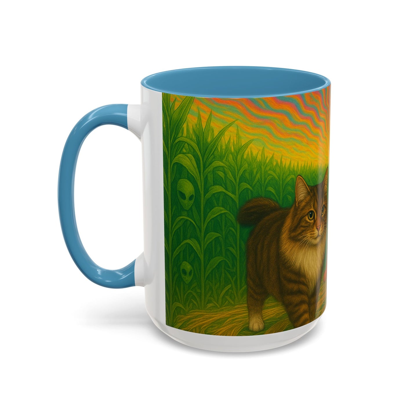 Retro UFO Abduction Cats Accent Coffee Mug | 11oz 15oz