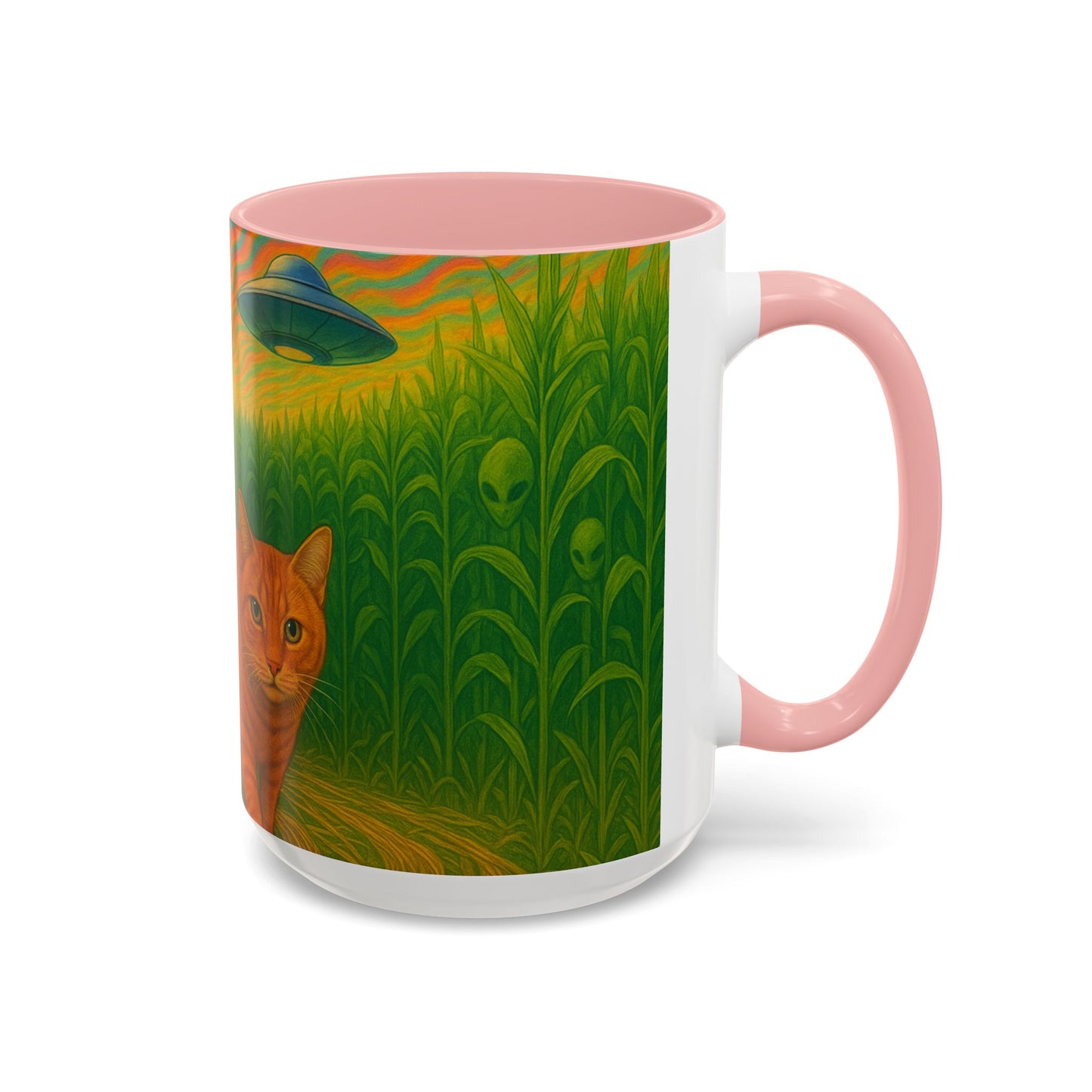 Retro UFO Abduction Cats Accent Coffee Mug | 11oz 15oz