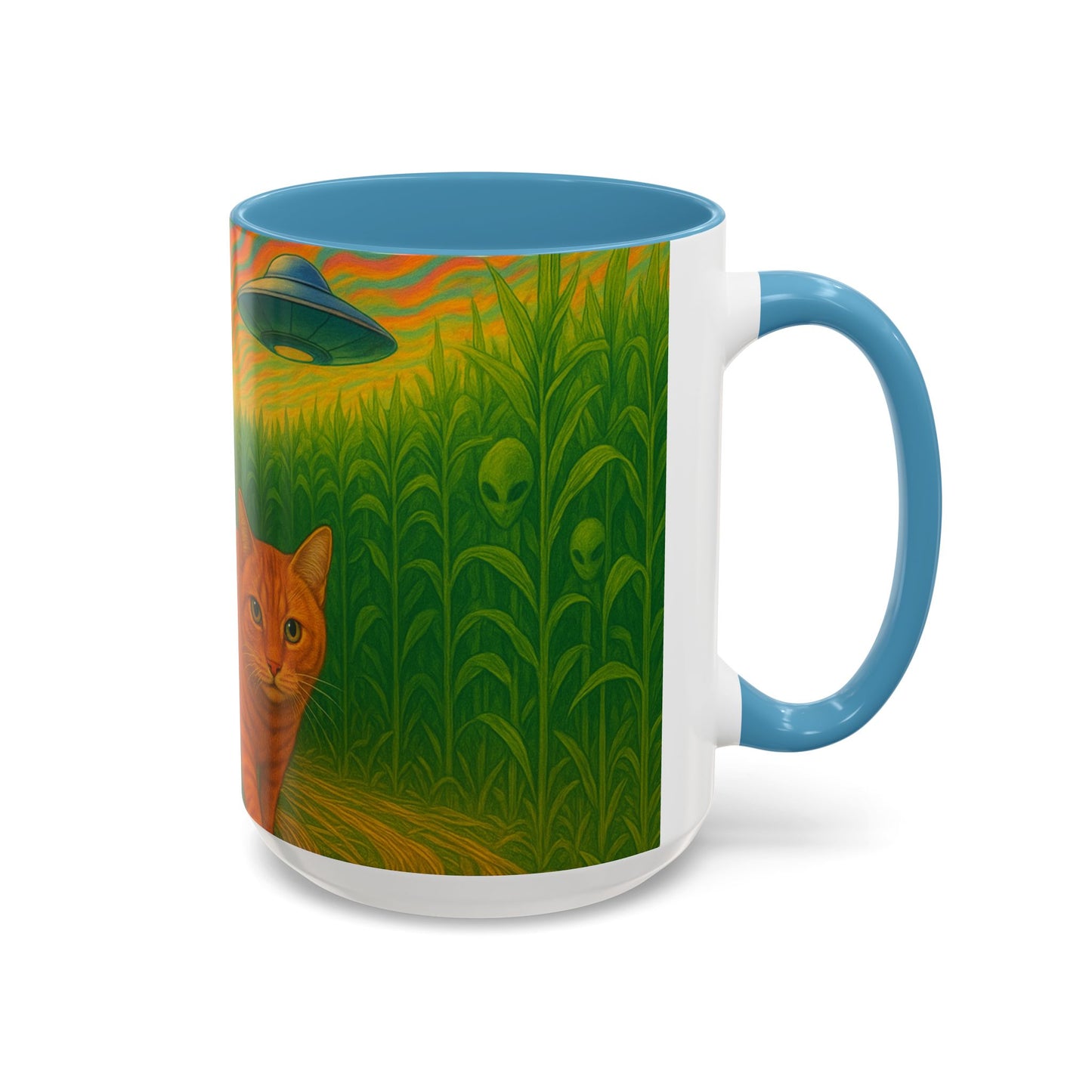 Retro UFO Abduction Cats Accent Coffee Mug | 11oz 15oz
