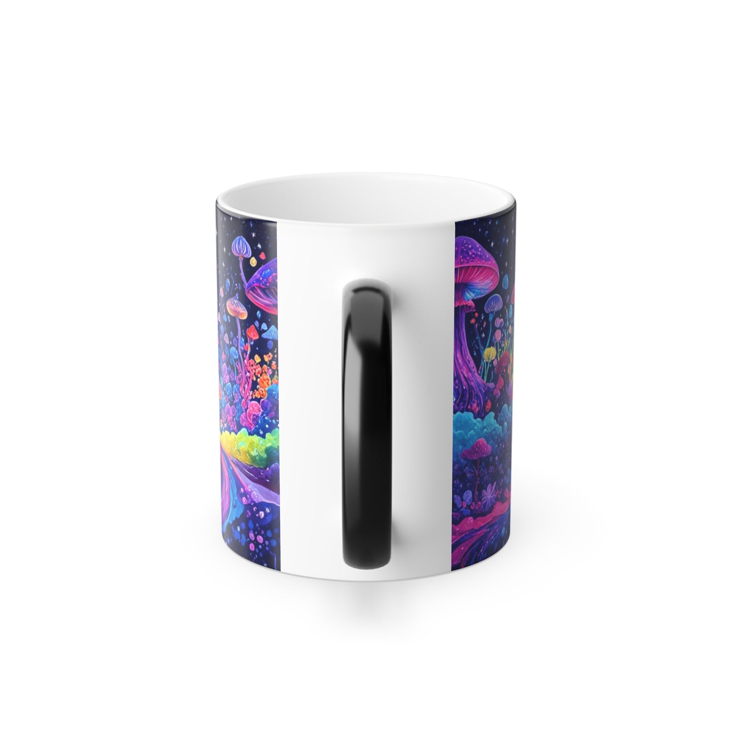 Psychedelic Cats Playing with Rainbow Orb Mug | Color Morphing Mug