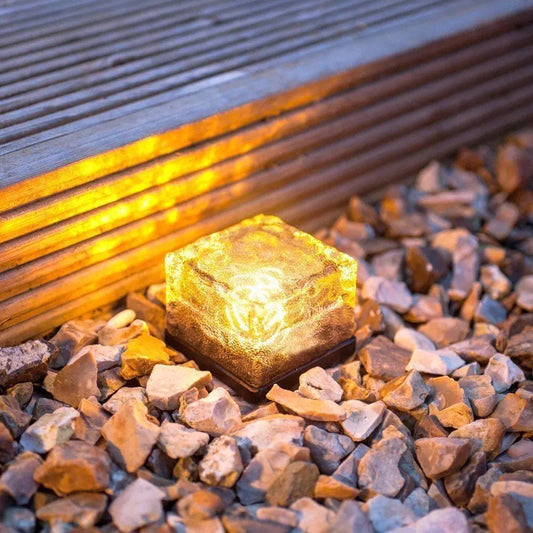 Glass Ice Brick Light, Solar Lawn Ground Lights by Theresa's Gift Shop