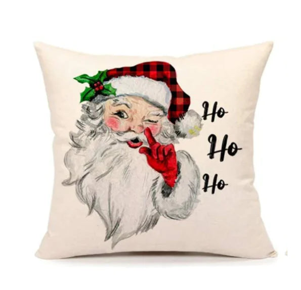 Christmas Santa Linen Pillowcase for Sofa Cushion