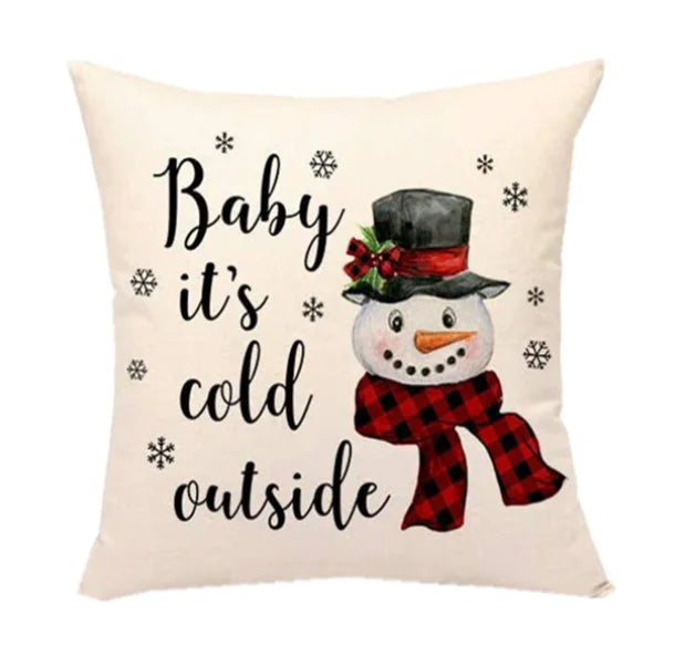 Christmas Santa Linen Pillowcase for Sofa Cushion