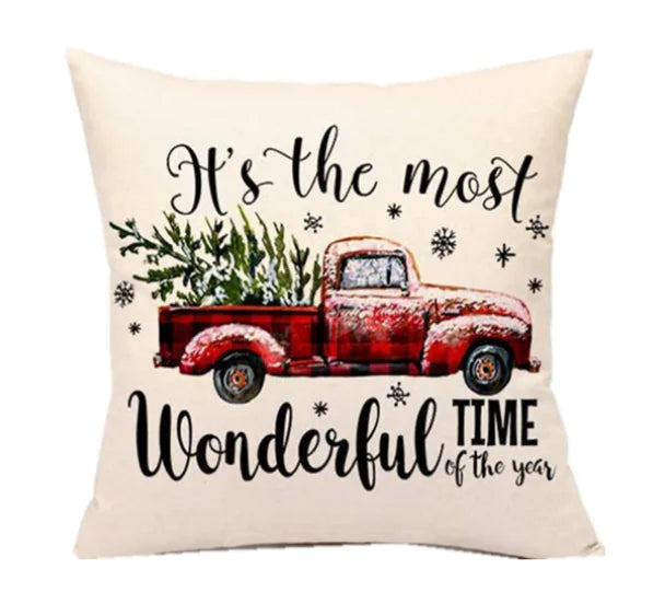 Christmas Santa Linen Pillowcase for Sofa Cushion